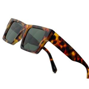 Tortoise‎ Sunglasses Rectangle Square Frame Fashion Stylish Trendy Sun Glasses